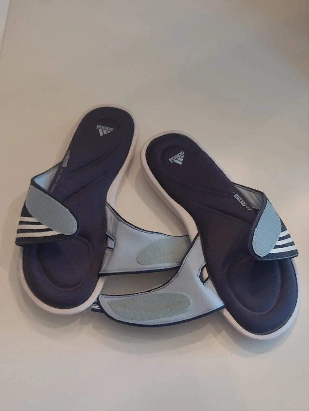 Adidas Slip On Slides Adjustable Open Toe Comfort Foam Bed Rubber Sole Sandal